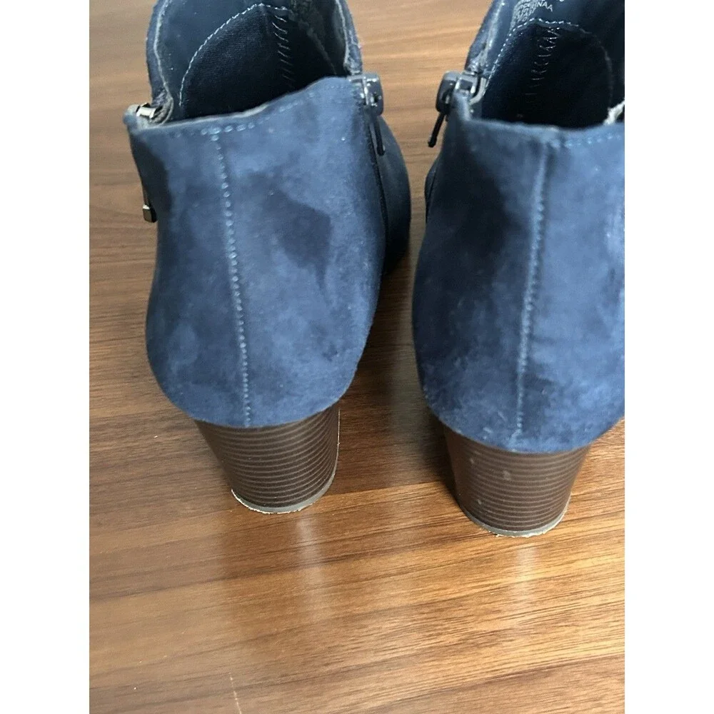 Style & Co Masrinaa Blue Suede Ankle Bootie Almond Toe Side Zip Women’s 7.5